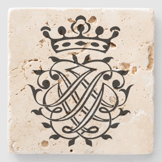 Johann Sebastian Bach Seal Crest Monogram Insignia Stenen Onderzetter (Voorkant)