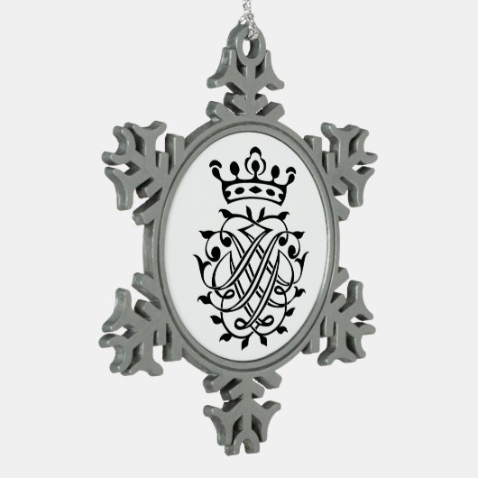 Johann Sebastian Bach Seal Crest Monogram Insignia Tin Sneeuwvlok Ornament (Links)