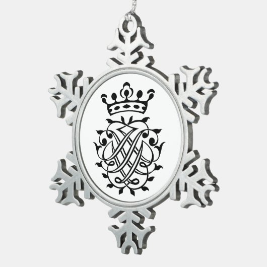 Johann Sebastian Bach Seal Crest Monogram Insignia Tin Sneeuwvlok Ornament (Rechts)