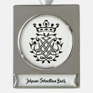 Johann Sebastian Bach Seal Crest Monogram Insignia Verzilverd Banner Ornament
