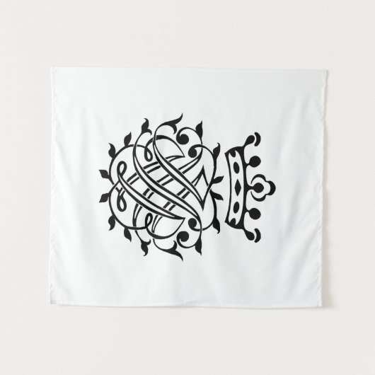 Johann Sebastian Bach Seal Crest Monogram Insignia Wandkleed (Voorkant (horizontaal))