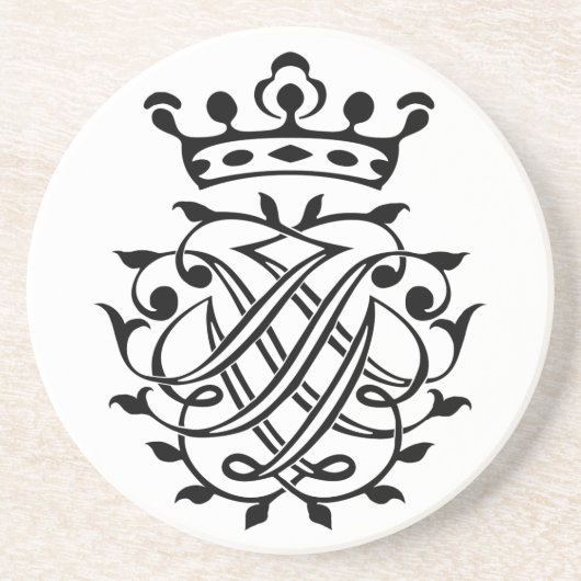 Johann Sebastian Bach Seal Crest Monogram Insignia Zandsteen Onderzetter (Voorkant)