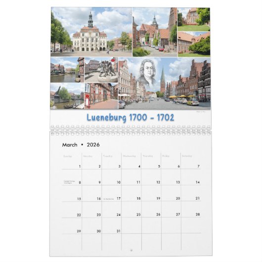 Johann Sebastian Bach Steden & Plaatsen Kalender (Mar 2026)