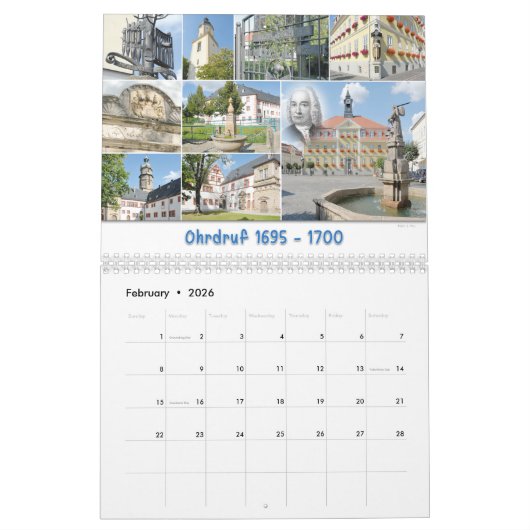 Johann Sebastian Bach Steden & Plaatsen Kalender (Feb 2026)