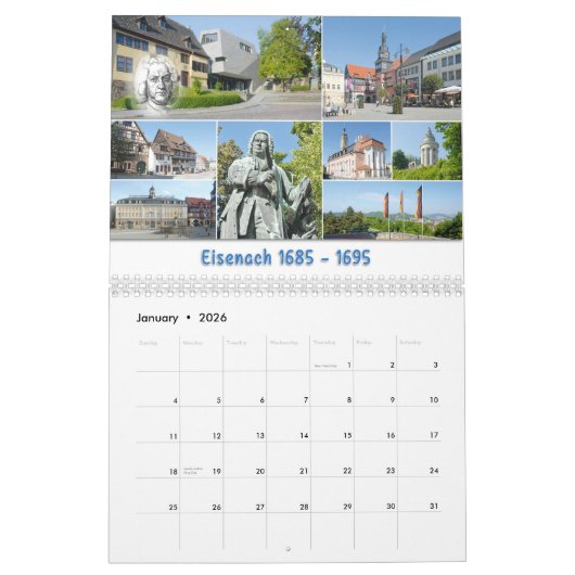 Johann Sebastian Bach Steden & Plaatsen Kalender (Jan 2026)