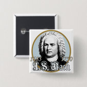 Johann Sebastian Bach Vierkante Button 5,1 Cm (Voorkant /achterkant)
