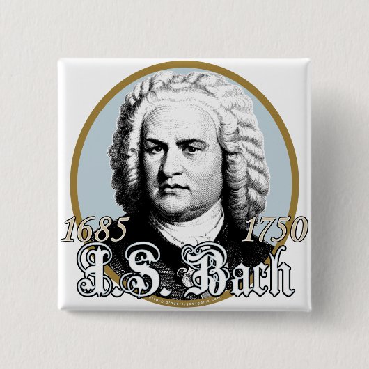 Johann Sebastian Bach Vierkante Button 5,1 Cm (Voorkant)