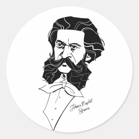 Johann Strauss Jr. Ronde Sticker (Voorkant)