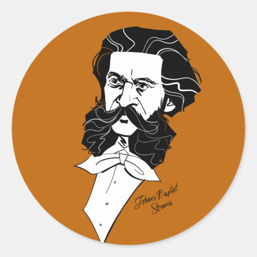 Johann Strauss Jr. Ronde Sticker (Voorkant)