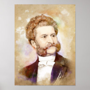 Johann Strauss (zoon) portret in waterverf stijl Poster