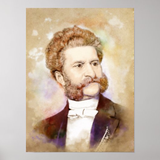Johann Strauss (zoon) portret in waterverf stijl Poster (Voorkant)