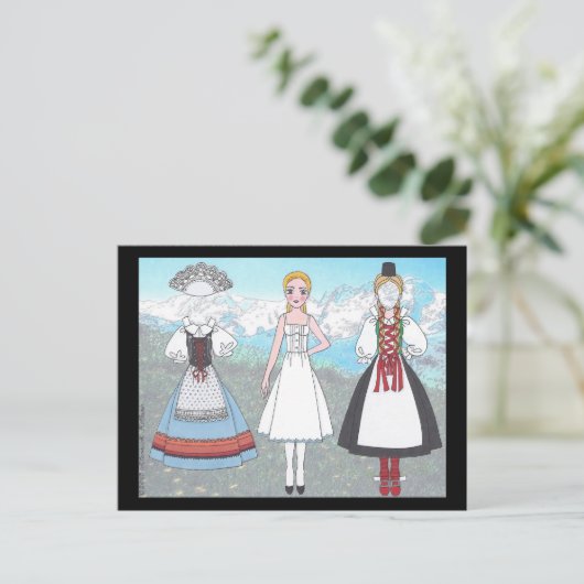 Johanna of Zwitserland Paper Doll Briefkaart (Staand voorkant)