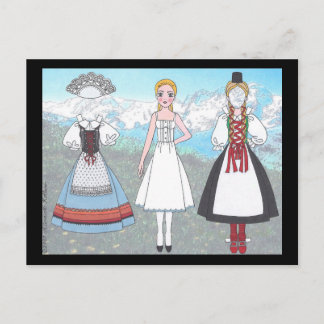 Johanna of Zwitserland Paper Doll Briefkaart