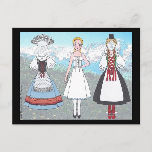 Johanna of Zwitserland Paper Doll Briefkaart (Voorkant)