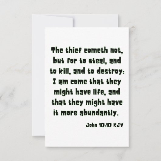 Johannes 10:10 KJV Bijbel Schrift Groet Kaart (Voorkant)