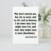 Johannes 10:10 KJV Bijbel Schrift Groet Kaart (Staand voorkant)