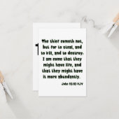 Johannes 10:10 KJV Bijbel Schrift Groet Kaart (Voorkant / Achterkant in situ)