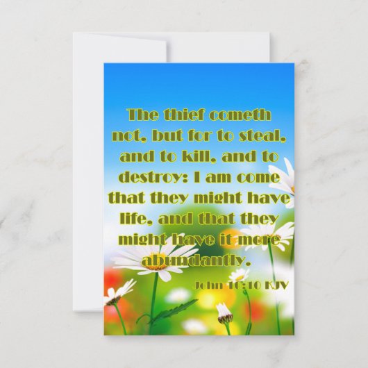 Johannes 10:10 KJV Bijbel Schrift Pic Groet Kaart (Voorkant)