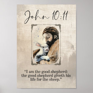 Johannes 10:11 Jezus Met Schapen Schriftuur Muur K Poster