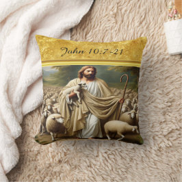 Johannes 10:7 Goede Herder Goud Design Kussen