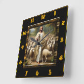 Johannes 10:7 Gulden Herder Liefdevolle Scene Vierkante Klok (Hoek)
