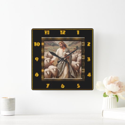 Johannes 10:7 Scherpveldwerk Vierkante Klok (Huis)