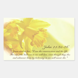 Johannes 11:25-26, Voorjaarsgele narcissen Rechthoekige Sticker
