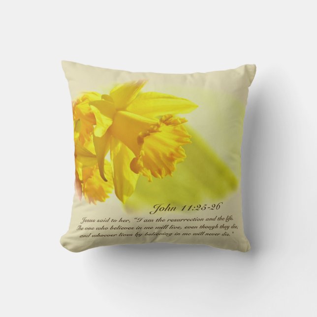 Johannes 11:25 Ik ben de opstanding en het leven,  Kussen (Voorkant)