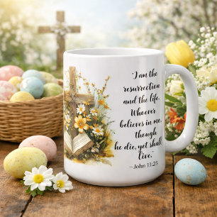Johannes 11:25 Opstanding Bijbelvers Kunst  Koffiemok