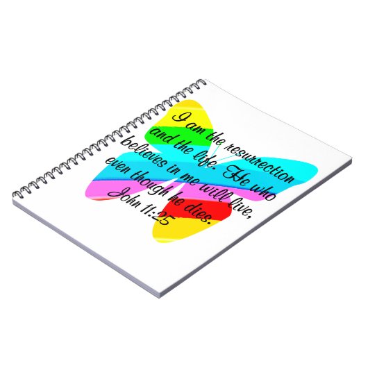  JOHANNES 11:25 REGENBOOG VLINDER ONTWERP NOTITIEBOEK (Linkerzijde)