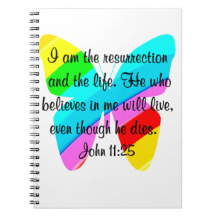  JOHANNES 11:25 REGENBOOG VLINDER ONTWERP NOTITIEBOEK