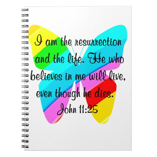  JOHANNES 11:25 REGENBOOG VLINDER ONTWERP NOTITIEBOEK (Voorkant)