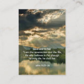 Johannes 11: 25, Schriftfeest van het Levensdienst Visitekaartje (Achterkant)