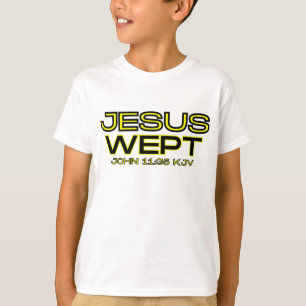 Johannes 11:35 Bijbelvers KJV Quote Jongens T-shirt