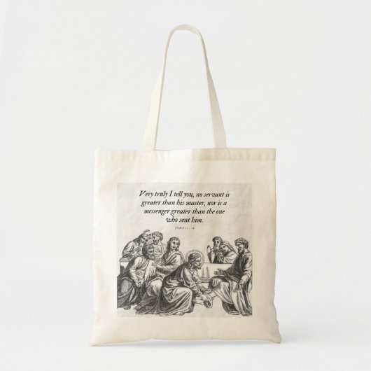 Johannes 13:16 Jezus en 12 discipelen Christelijke Tote Bag (Voorkant)