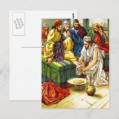 Johannes 13:4-17 Het briefkaart van de voeten van  (Voorkant / Achterkant)