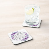 Johannes 14:1-3 Bijbelvers Paarse bloem Bier Onderzetter (Rechterzijde)