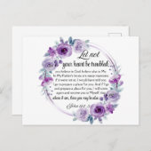 Johannes 14:1-3 Bijbelvers Paarse bloem Briefkaart (Voorkant / Achterkant)
