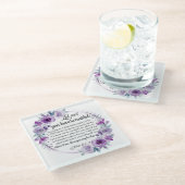 Johannes 14:1-3 Bijbelvers Paarse bloem Glazen Onderzetter (Schuin)