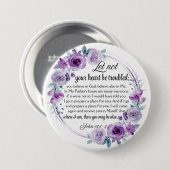 Johannes 14:1-3 Bijbelvers Paarse bloem Ronde Button 7,6 Cm (Voorkant /achterkant)