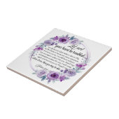 Johannes 14:1-3 Bijbelvers Paarse bloem Tegeltje (Zijkant)