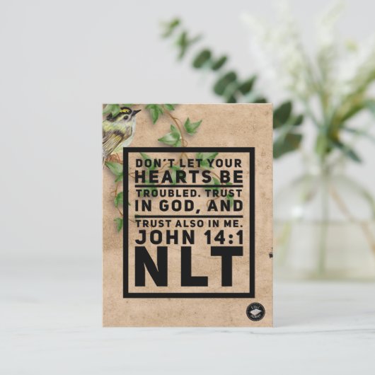 Johannes 14:1 Bijbelvers Geheugen Kaart - Briefkaa (Staand voorkant)