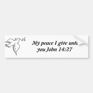 Johannes 14:27 Bijbelvers Religie Christendom Duif Bumpersticker