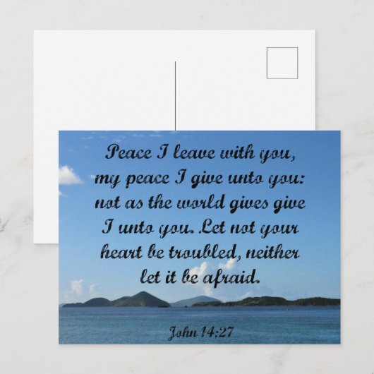Johannes 14:27 Vrede Ik verlaat met u Briefkaart (Voorkant / Achterkant)