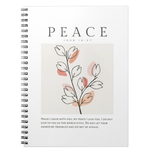 Johannes 14:27 Vrede Ik verlaat met u Notitieboek (Voorkant)