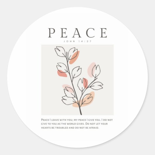 Johannes 14:27 Vrede Ik verlaat met u Ronde Sticker (Voorkant)