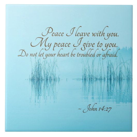 Johannes 14:27 "Vrede laat Ik met u" Bijbelvers Tegeltje (Voorkant)
