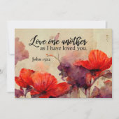 Johannes 15:12 Liefde Bijbelvers Rood Bloemen Plat (Voorkant)
