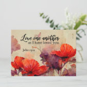 Johannes 15:12 Liefde Bijbelvers Rood Bloemen Plat (Staand voorkant)