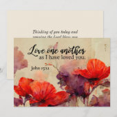 Johannes 15:12 Liefde Bijbelvers Rood Bloemen Plat (Voorkant / Achterkant)